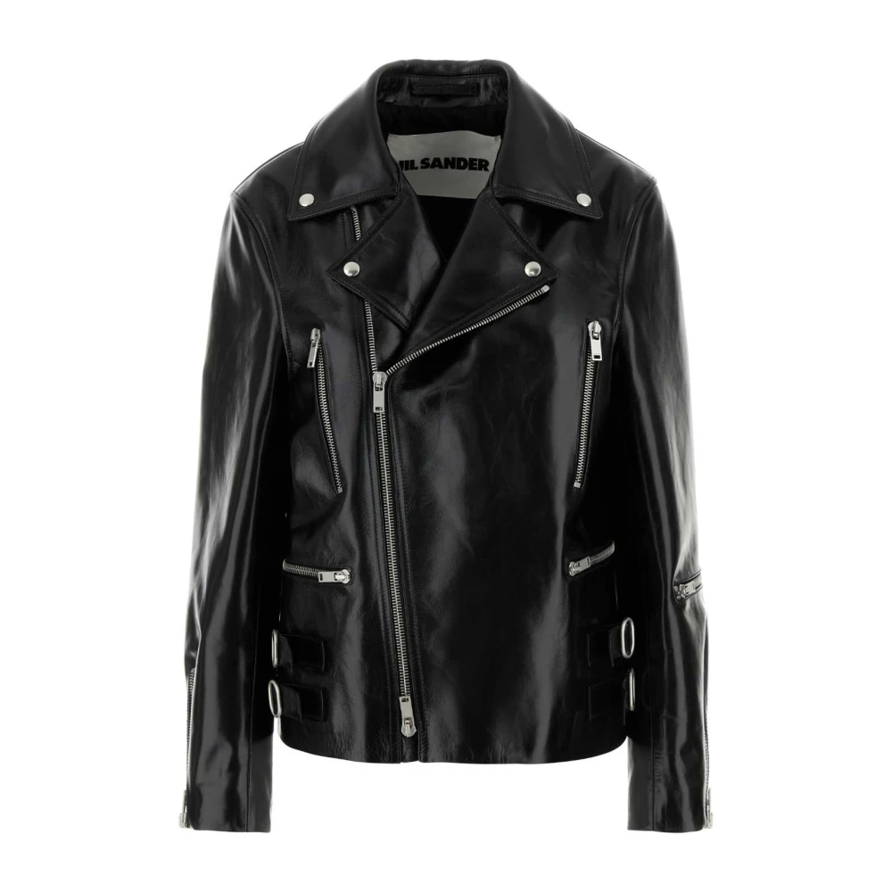 Jil Sander Stijlvol Zwart Leren Jack Black Dames