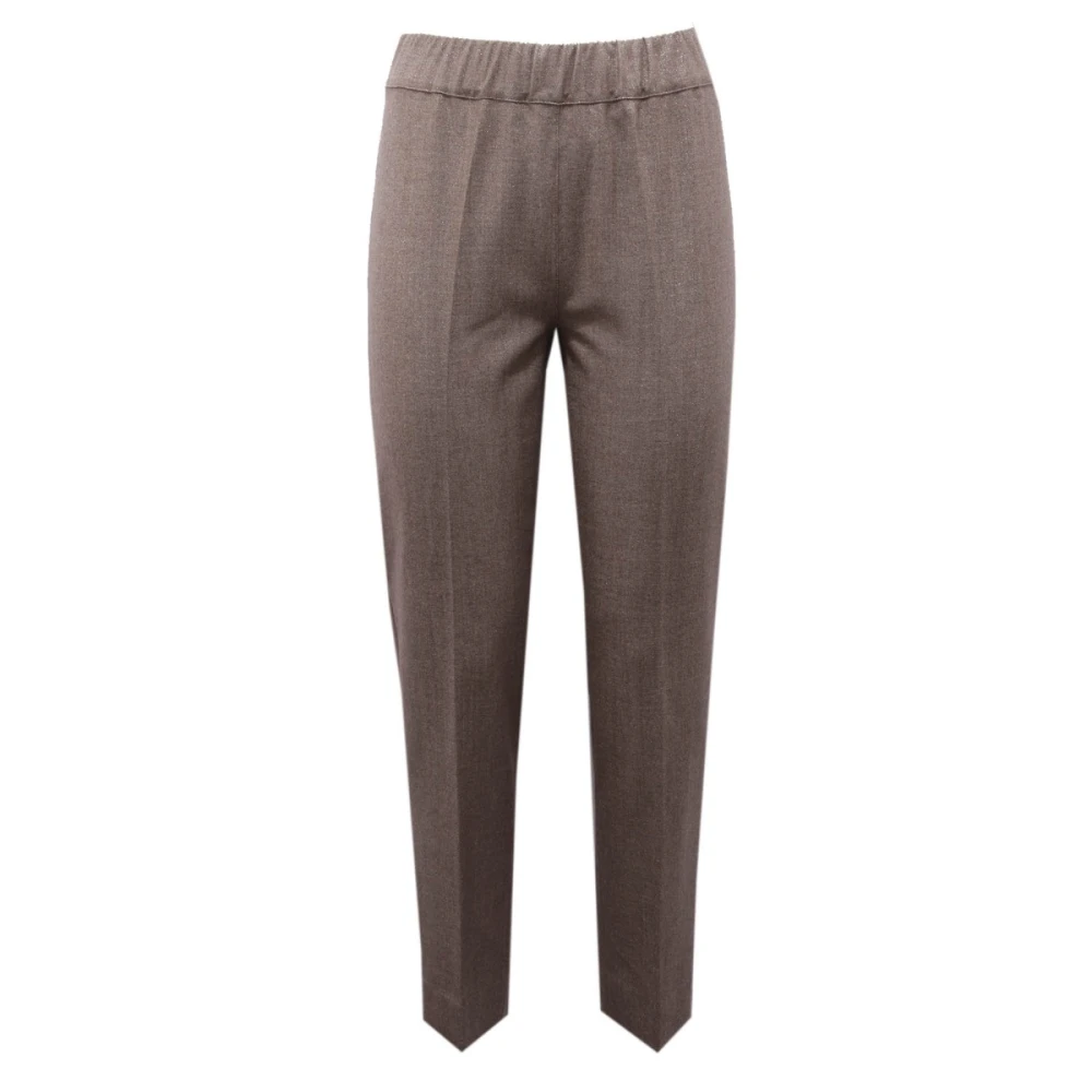 D.exterior Women's Brown Wool Blend Lurex Trouser Elastic Waist