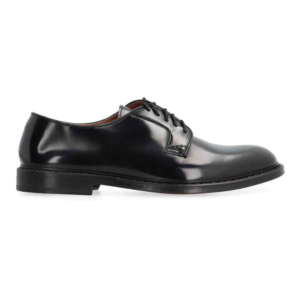 Doucal's Men's Black Classic Leather Lace-Up Shoes