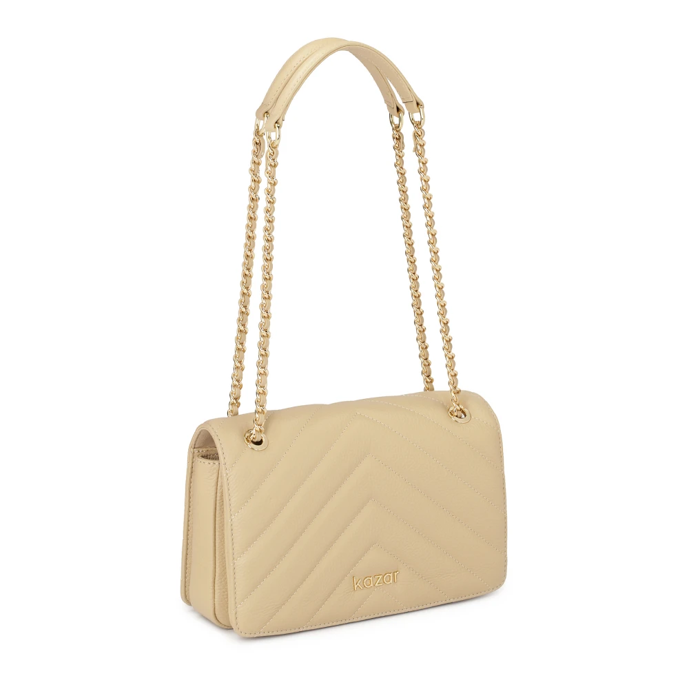 Kazar Beige schoudertas met leren inzet Beige Dames