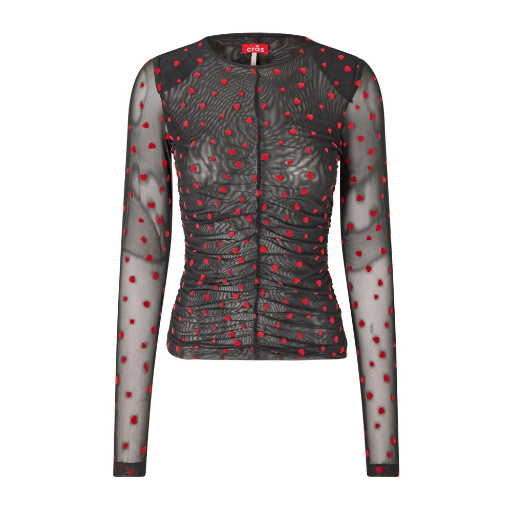 Cras Mesh Heart Blouse Rood Multicolor Dames