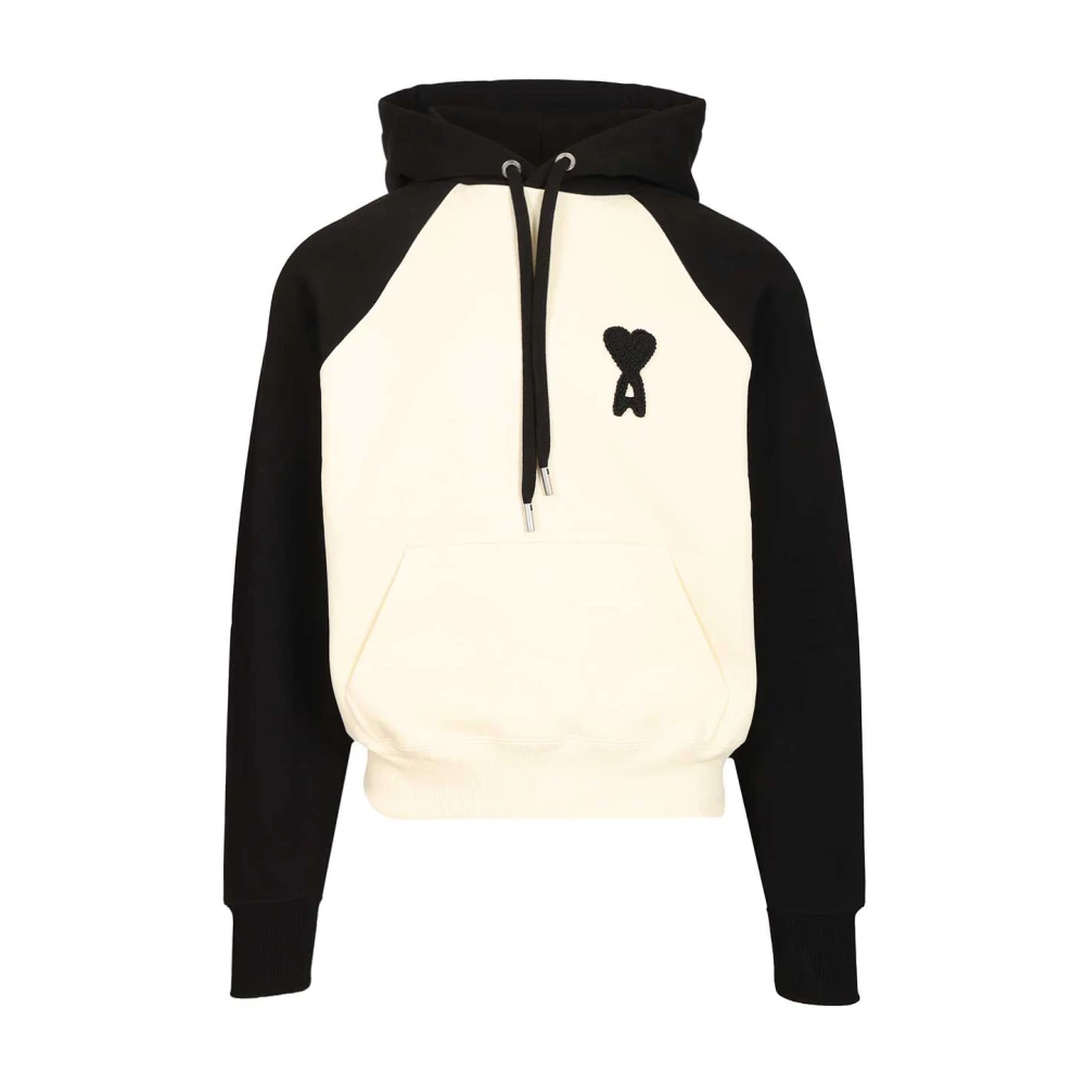 Ami Paris Men's White Hoodies, Xl, De Coeur Hoodie