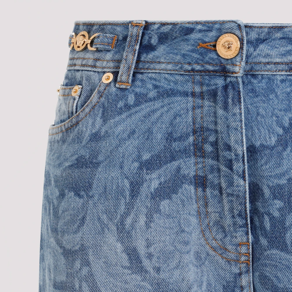 Versace Laser Baroque Denim Jeans Blue Dames