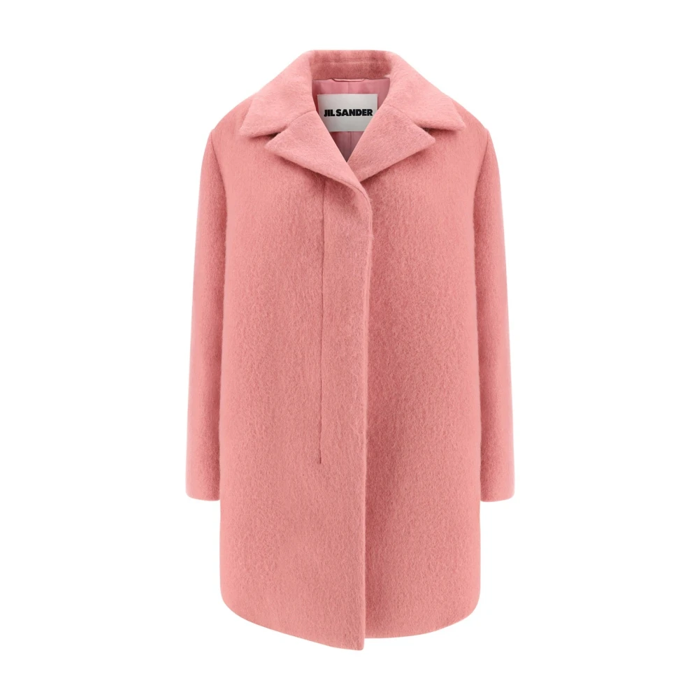 Jil Sander Women's Pink Single-Breasted Coats, Xl, Wool Kaban Coat