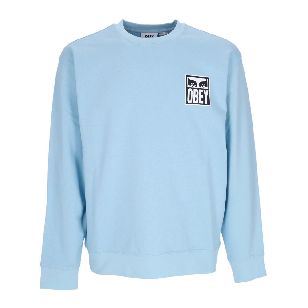 Obey Blue Sweatshirts, Male, Xl, Sky Lightweight Crewneck Sweatshirt