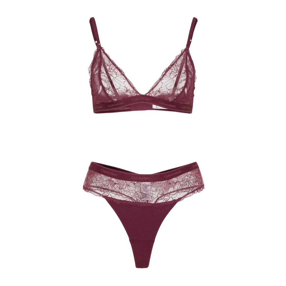 Calvin Klein Bordeaux Modern Lace Underkläder Set Red, Dam