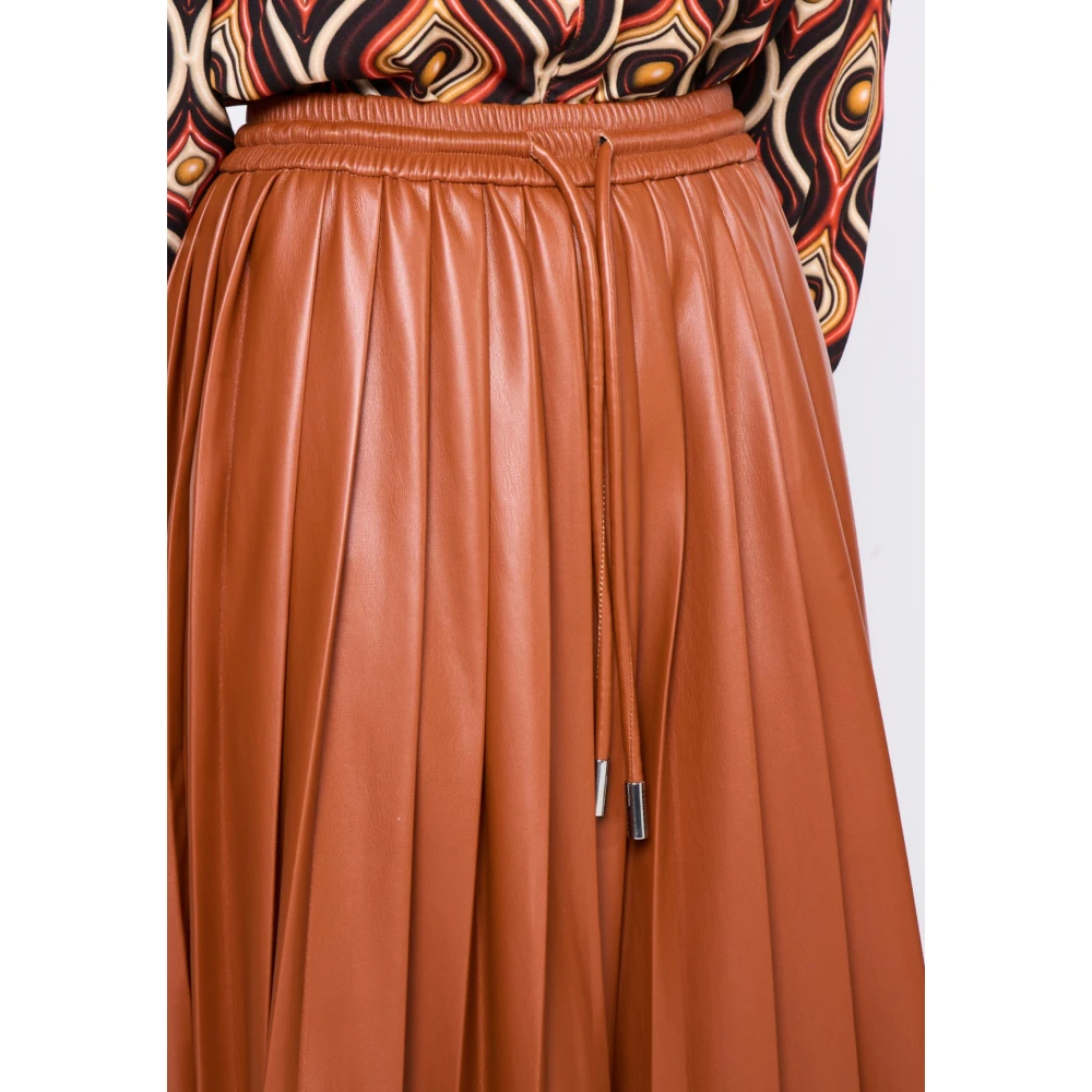Silvian Heach Bruin Brandy Midi Geplooide Rok Brown Dames