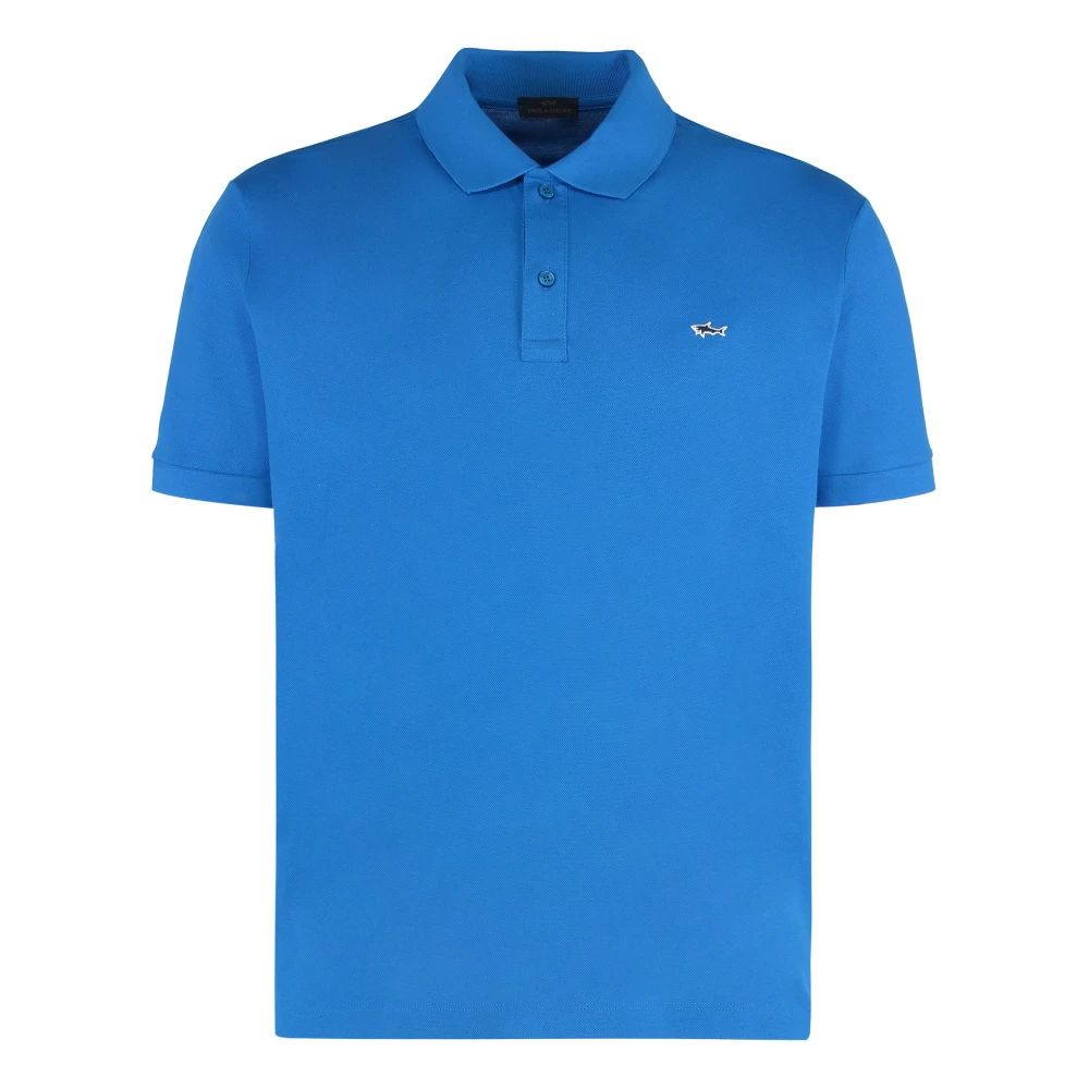 Paul & Shark Blue Polo Shirts, Male, 2XL, Cotton Piqué Polo Shirt