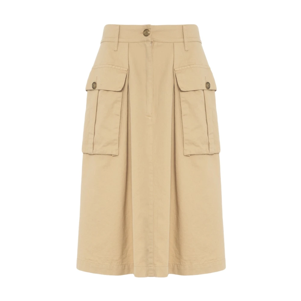 Jucca Stijlvolle Beige Denim Midi Rok Beige Dames