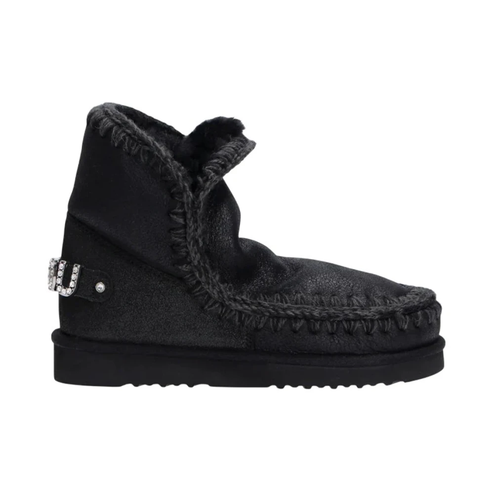 Mou Women's Gray Winter Boots, 7 Uk, Suede Ankle Boots With Shearling Lining
