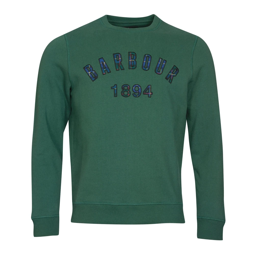 Barbour Tartan Logo Crew Sweatshirt Green Heren