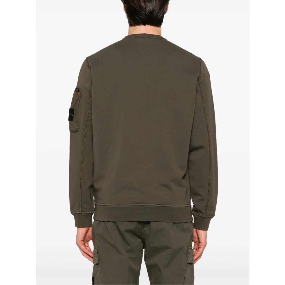 Stone Island Groene Crewneck Katoenen Sweatshirt met Ritszak Green Heren