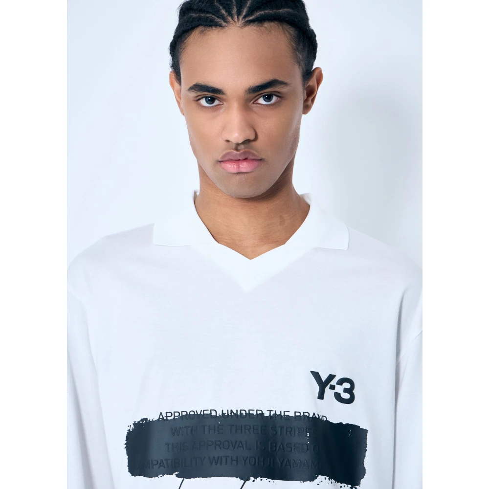 Y-3 Polo Shirt met Logo Print White Heren