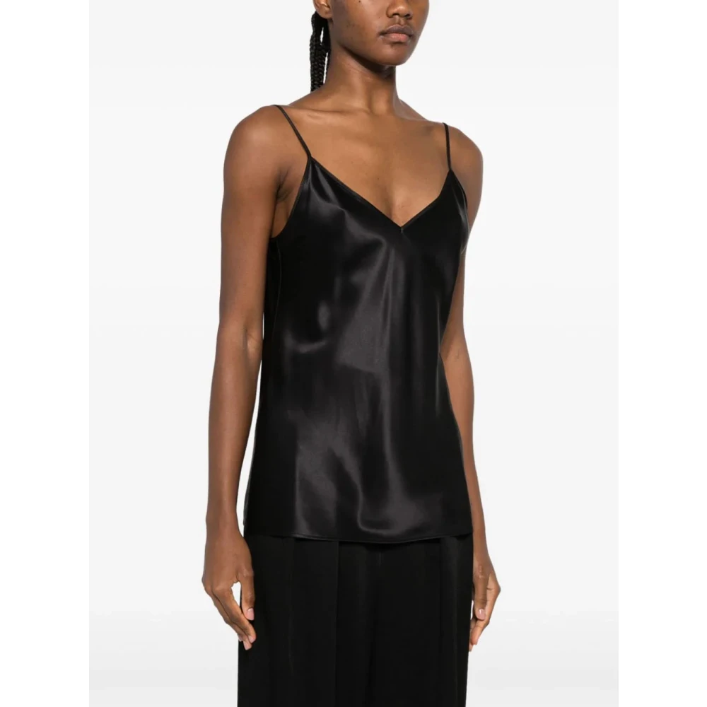 joseph Zwarte Zijden V-hals Mouwloze Top Black Dames