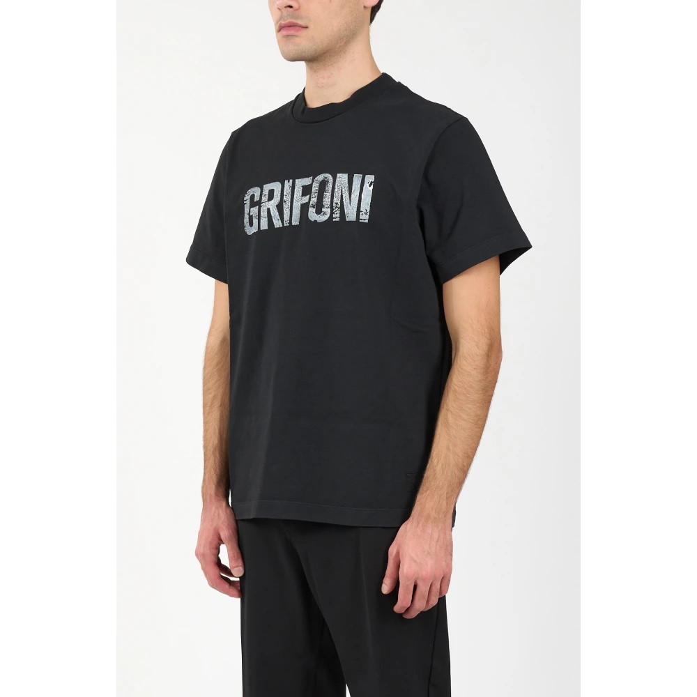 Mauro Grifoni Katoenen T-shirt met Bedrukt Logo Black Heren