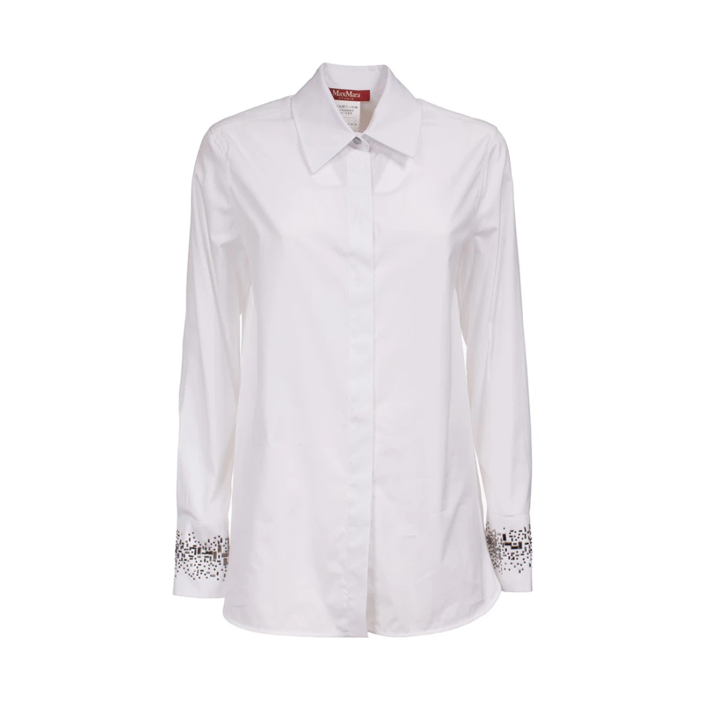 Max Mara Studio Katoenen overhemd met strassdetail White Dames