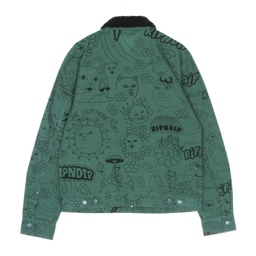 Ripndip Bosgroene Scribble Button Up Jas Green Heren