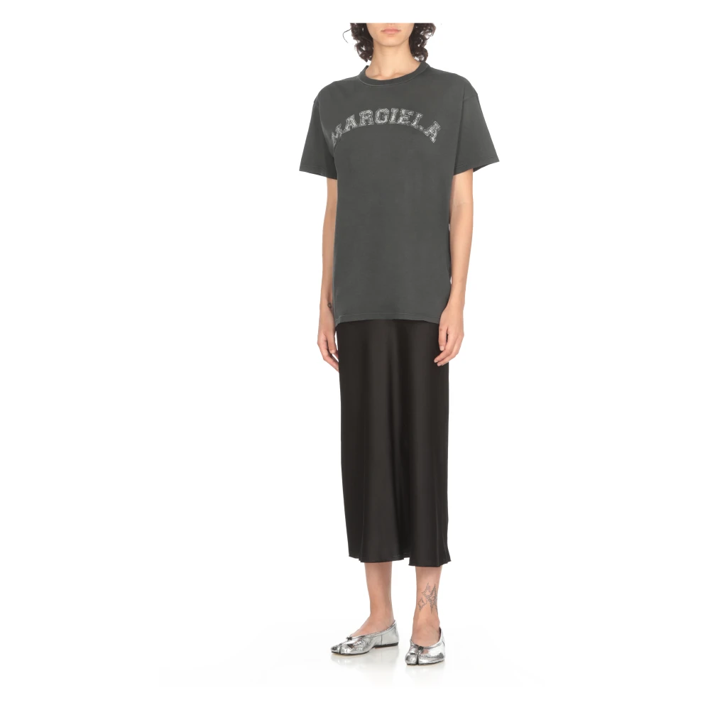 Maison Margiela Zwart T-shirt met Contrasterende Print Black Dames