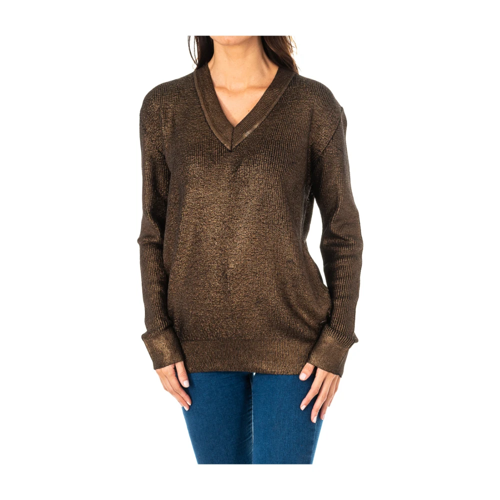 La Martina Women's Brown V-Neck Knitwear