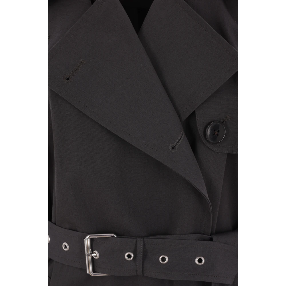 Dries Van Noten Dubbelbreasted grijze katoenen trenchcoat Gray Dames
