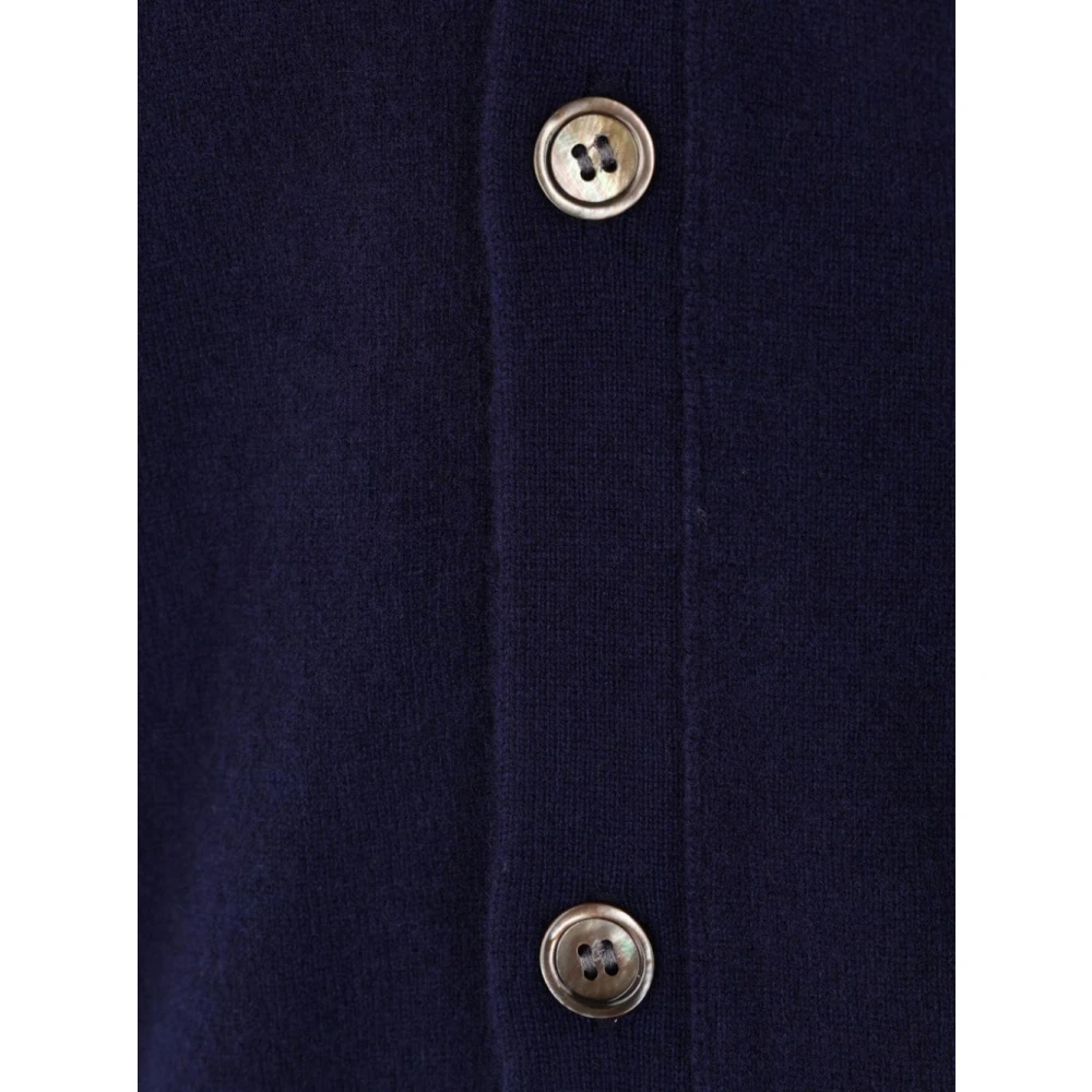 Comme des Garçons Blauwe Wol V-Hals Cardigan Sweater Blue Heren