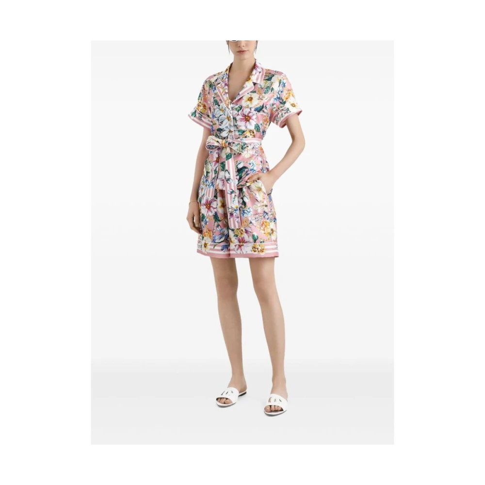 Dolce & Gabbana Roze shorts met elastische tailleband en biesdetail Pink Dames
