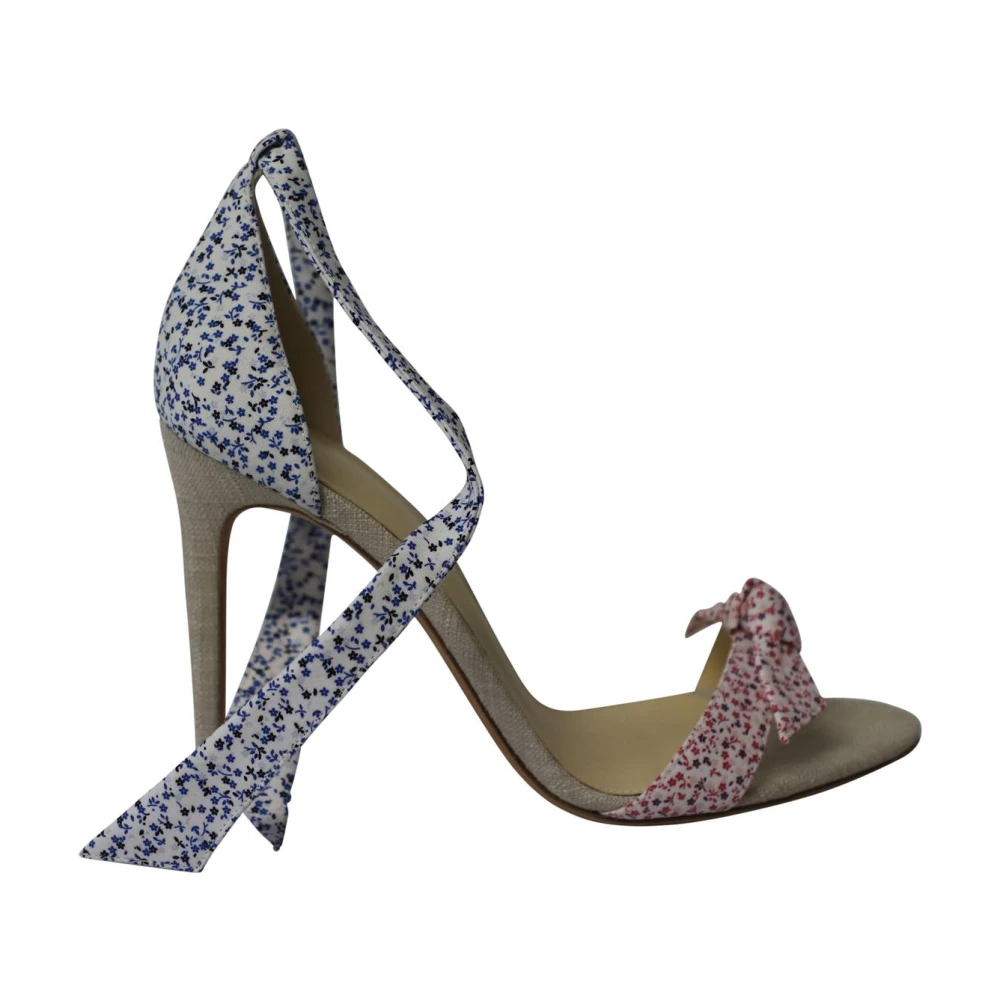 Alexandre Birman , Floral Knotted Heels in Multicolor Cotton ,Gray female, Sizes: 8 1/2 UK