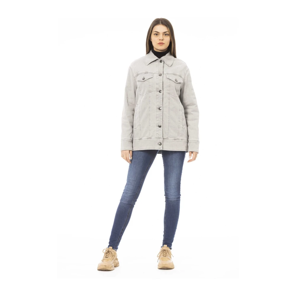 Jacob Cohën Denim Jack Knoopsluiting 4 Zakken Gray Dames