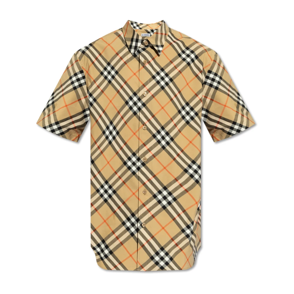 Burberry Men's Beige Checked Shirt - Short Sleeve Shirts - Xl - Shirts