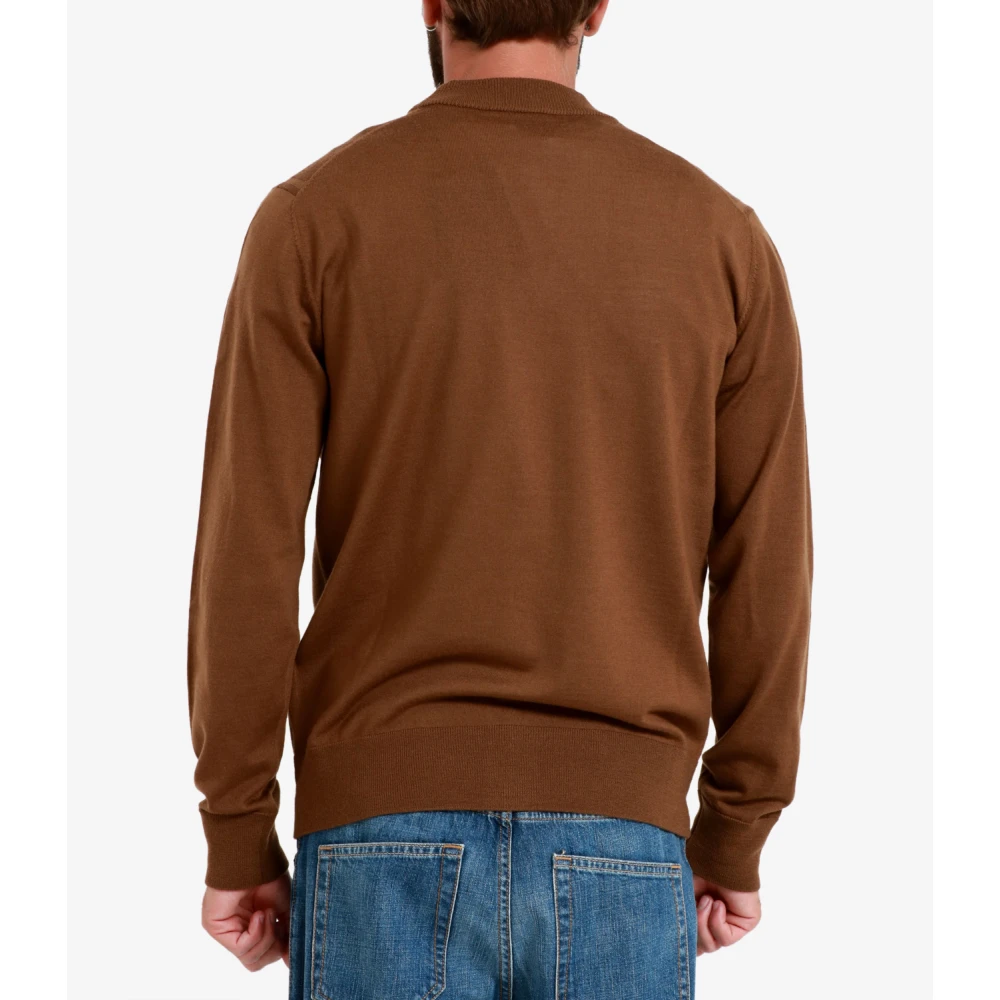 Paolo Pecora Bruine Wol V-Hals Cardigan Sweater Brown Heren