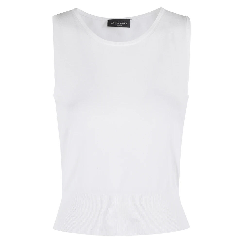 Roberto Collina Wijde Band Mouwloze Top White Dames