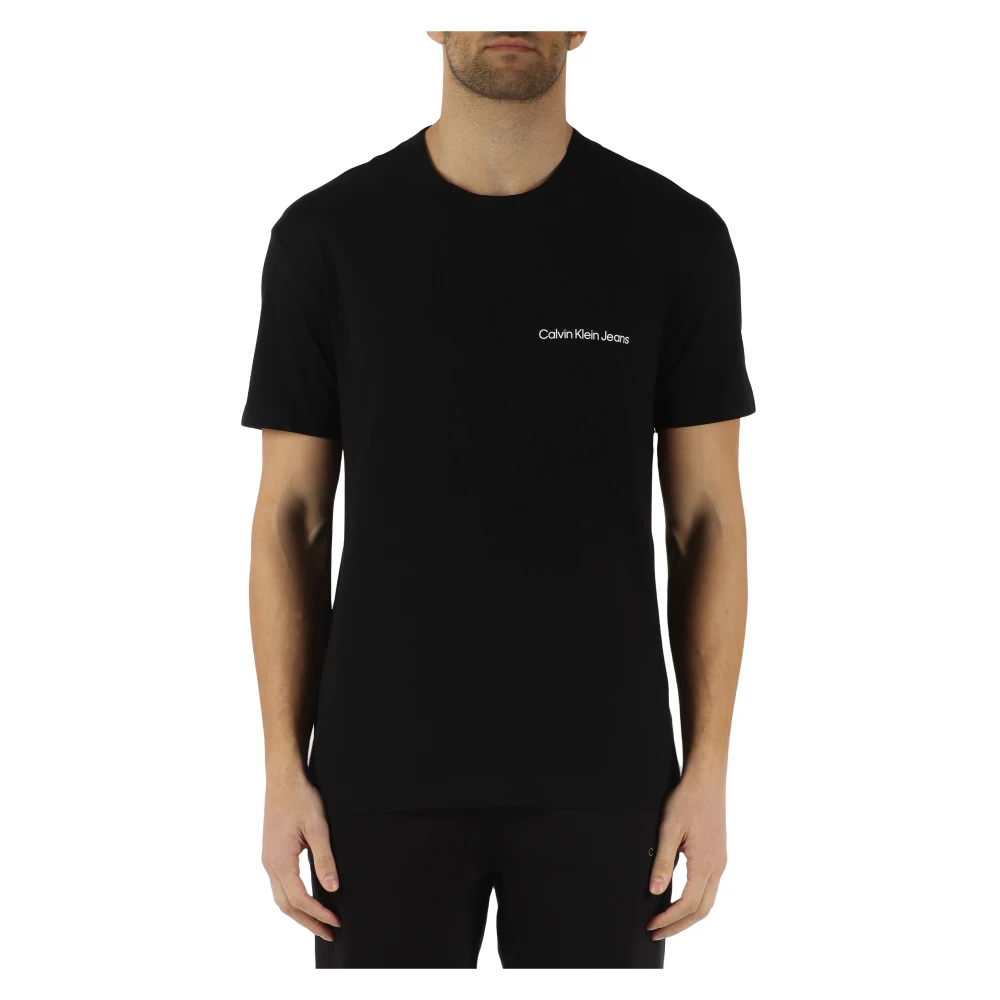 Calvin Klein Jeans Katoenen T-shirt met Logo in reliëf Black Heren