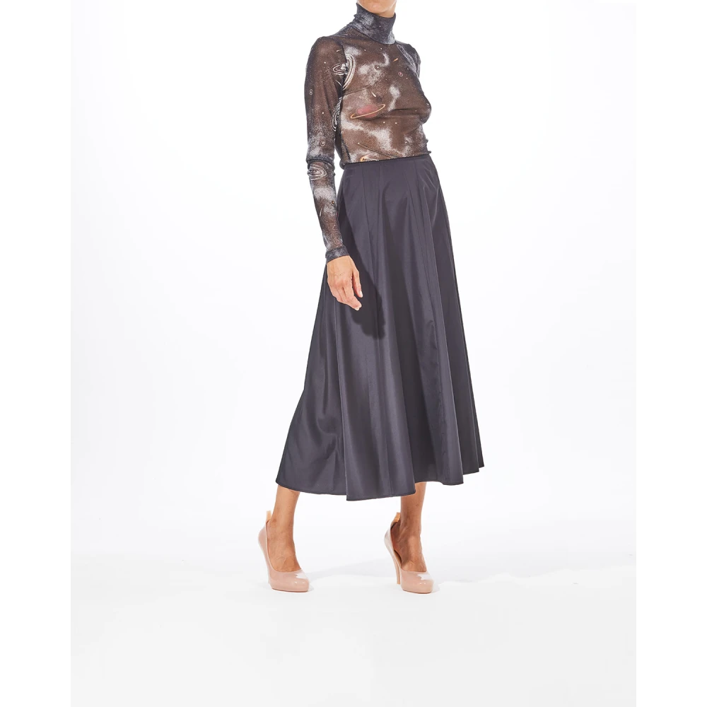 Moschino Zwarte Taffeta Lange Rok Black Dames