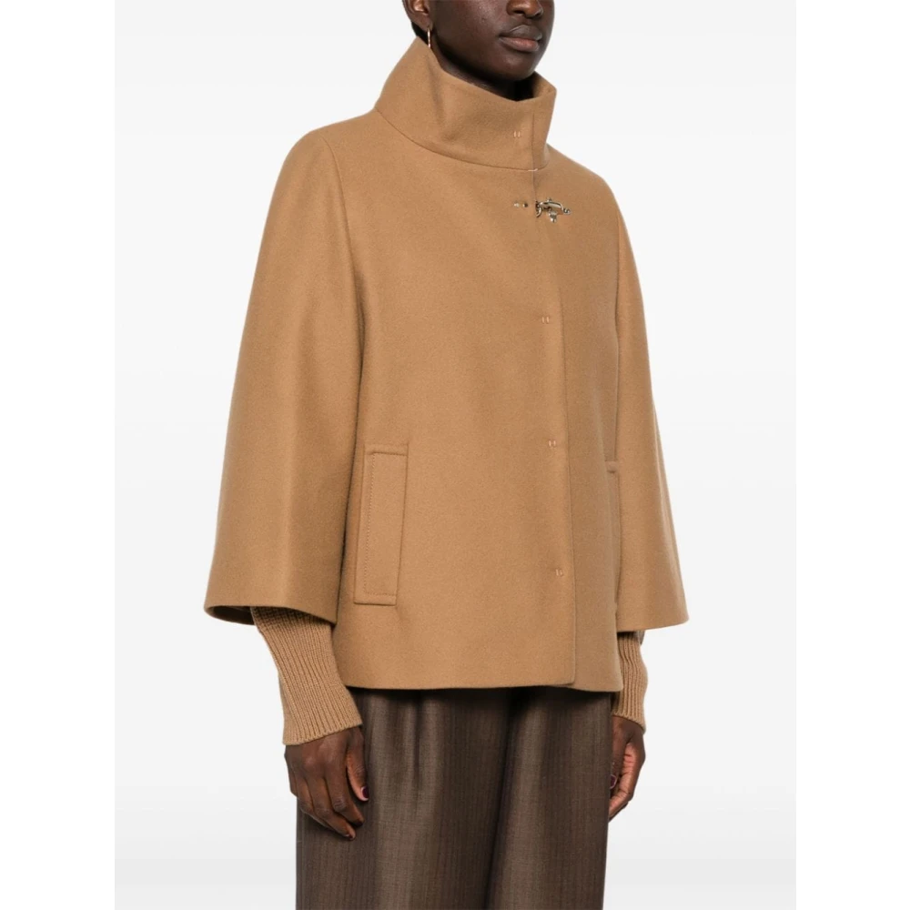 Fay Beige Wollen Blend Gevilte Jas Beige Dames