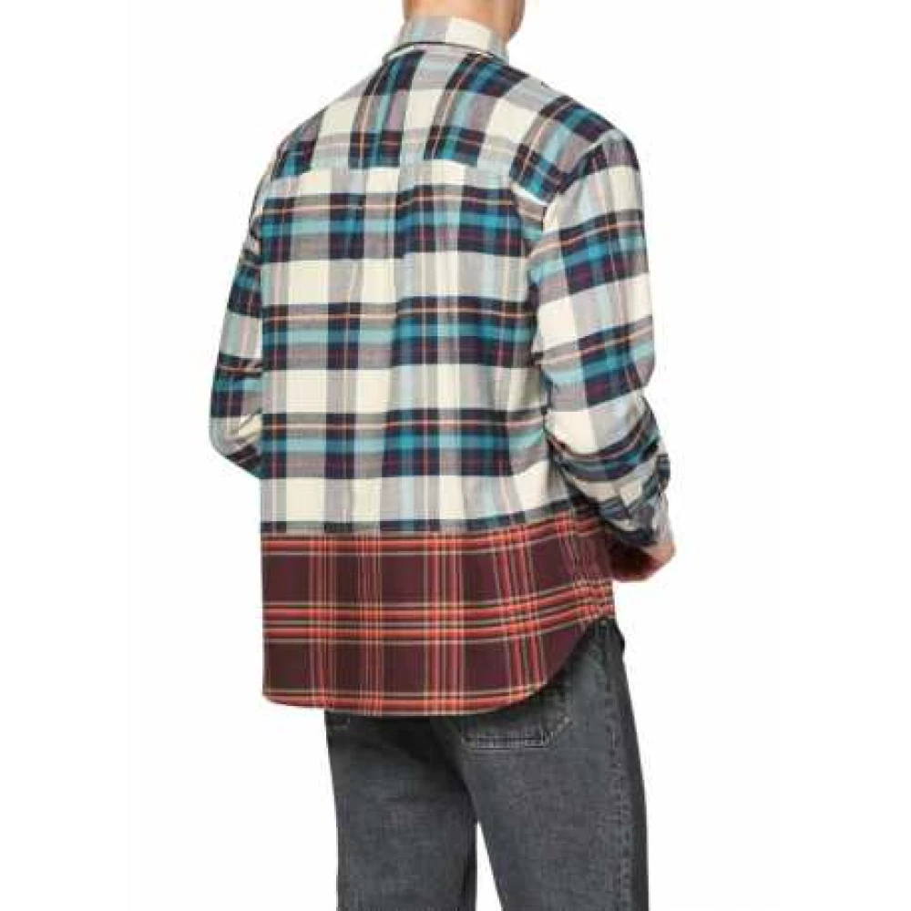 Paul Smith Patchwork Geruite Overhemd Blauw Wit Rood Multicolor Heren