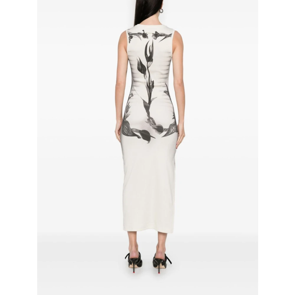Jean Paul Gaultier Zwart en Wit Transparante Lange Jurk Multicolor Dames