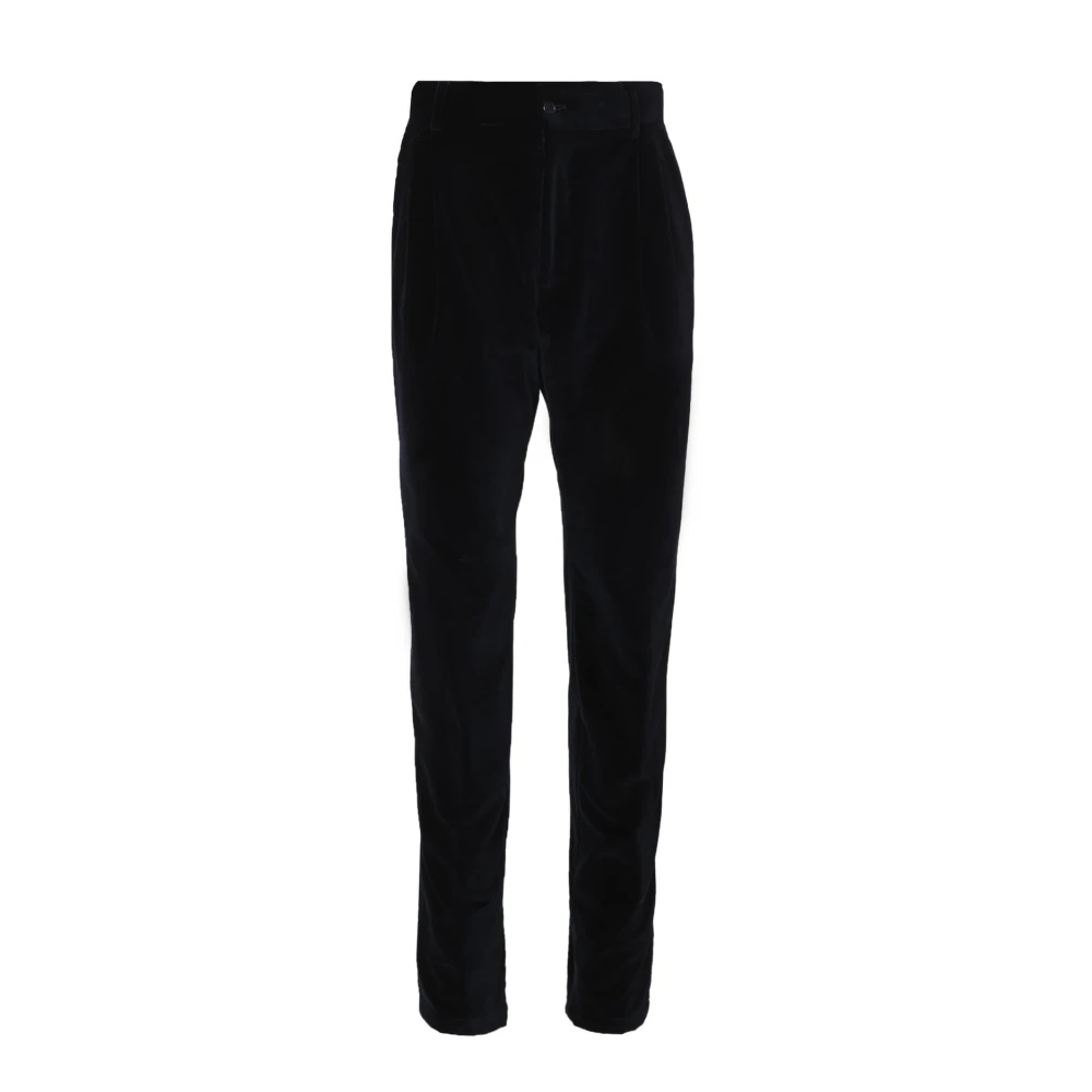 Dolce & Gabbana Women's Black Slim-Fit Trousers, Xl, Classic Men's Trousers High-Waist Cotton
