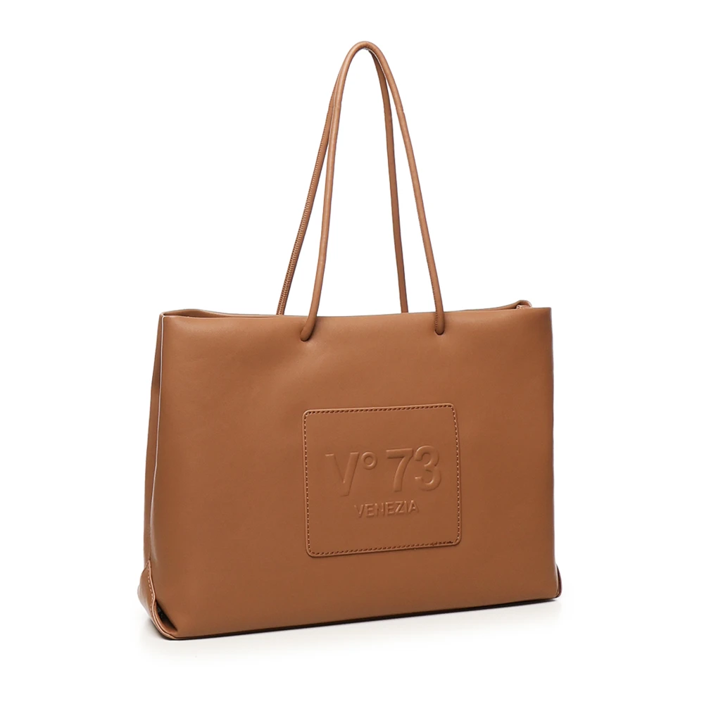 V73 Bruine Schoudertas met Logopatch Brown Dames
