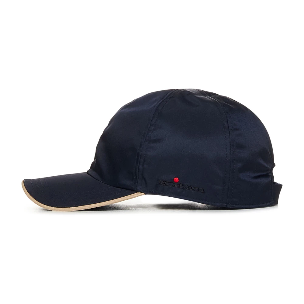 Kiton Navy Blue Nylon Baseball Cap Logo Blue Heren