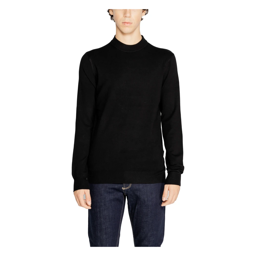 Antony Morato Zwarte Gebreide Trui Mannen Herfst Winter Black Heren
