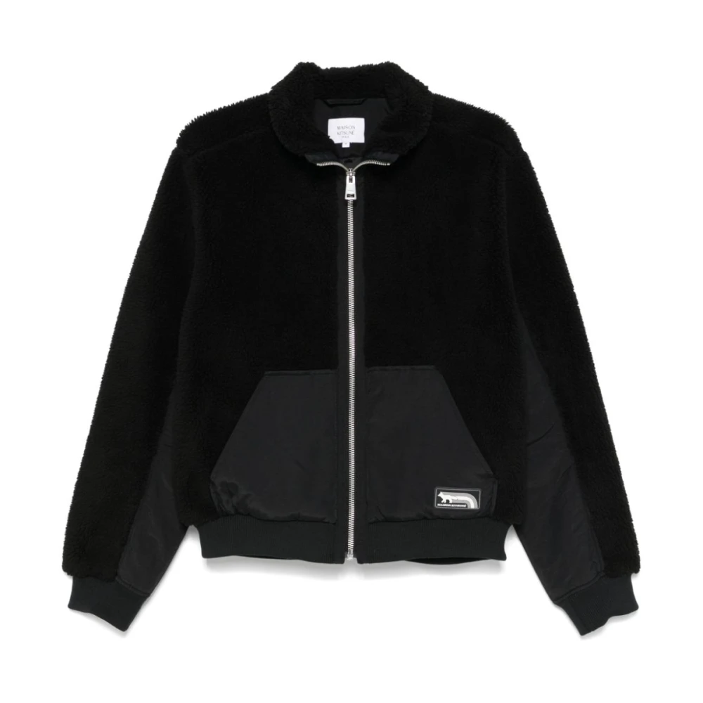 Maison Kitsuné Zwarte Jassen voor een Stijlvolle Look Black Heren