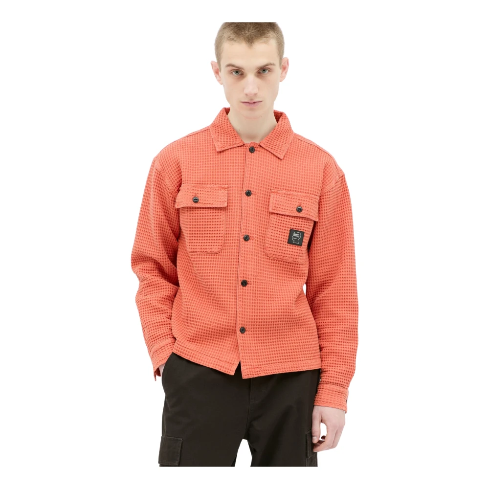 Brain Dead Wafelknit Knoopshirt Orange Heren