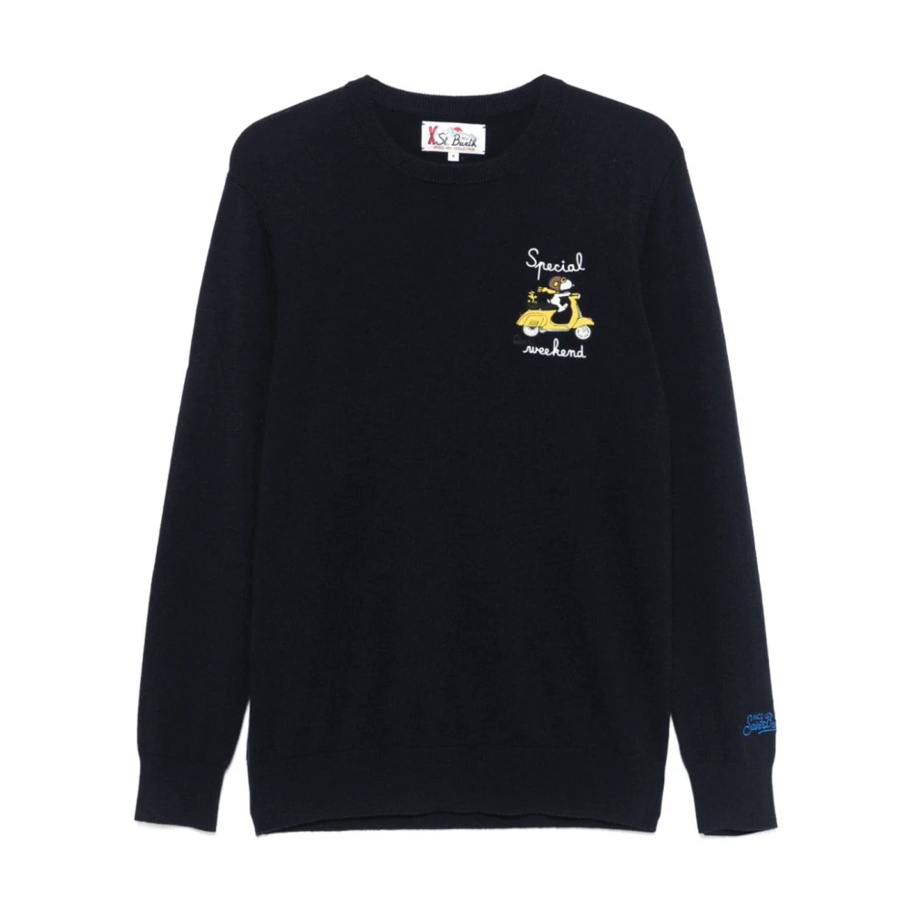 MC2 Saint Barth Blauwe Gebreide Trui Snoopy Weekend Stijl Blue Heren