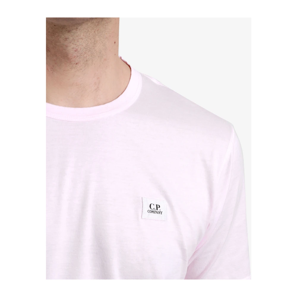 C.P. Company Roze Logo Print Crew-Neck T-shirt Pink Heren