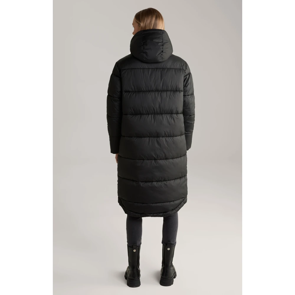 Joop! Zwarte Lange Damesjas met Afneembare Capuchon Black Dames