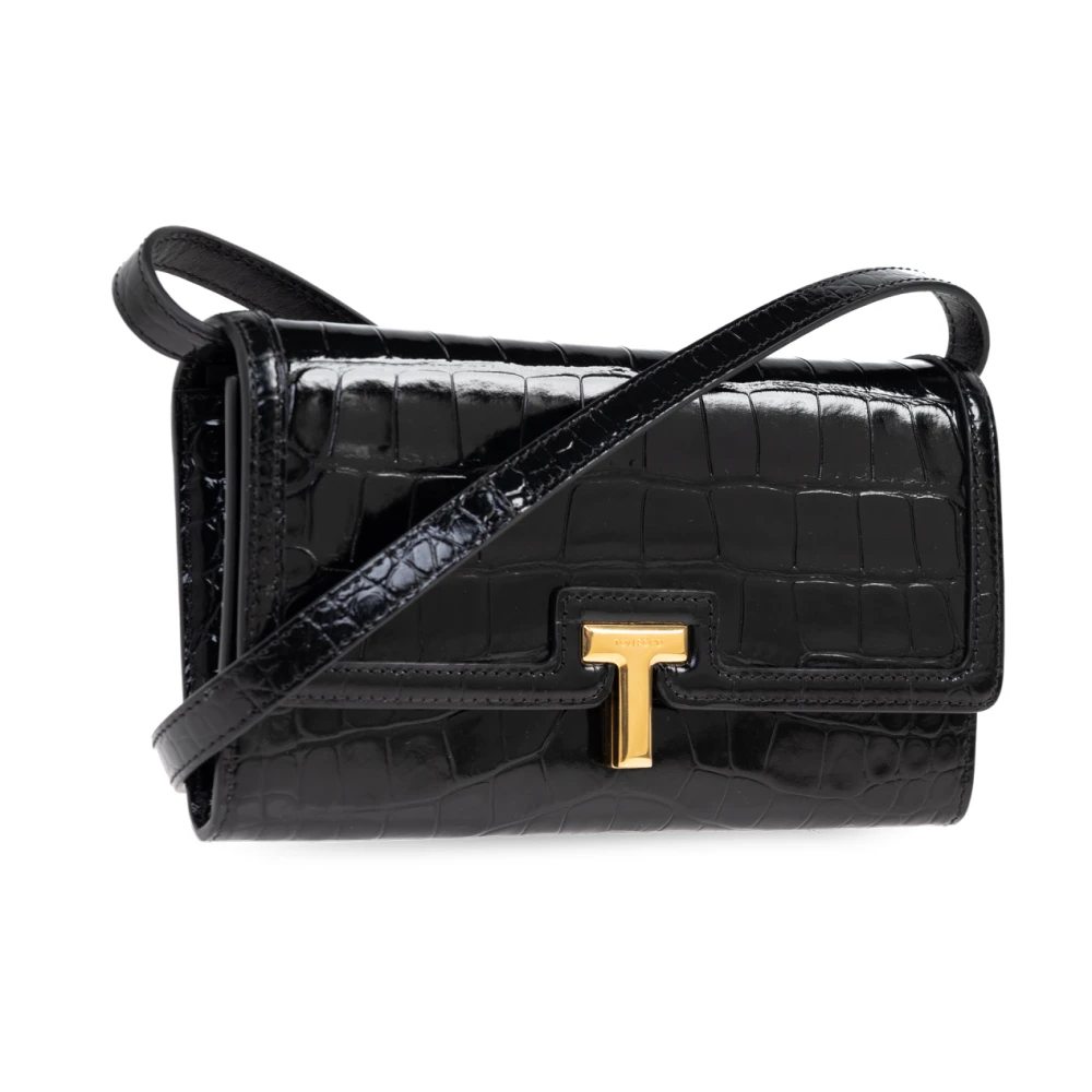 Tom Ford Leren portemonnee met band Black Dames