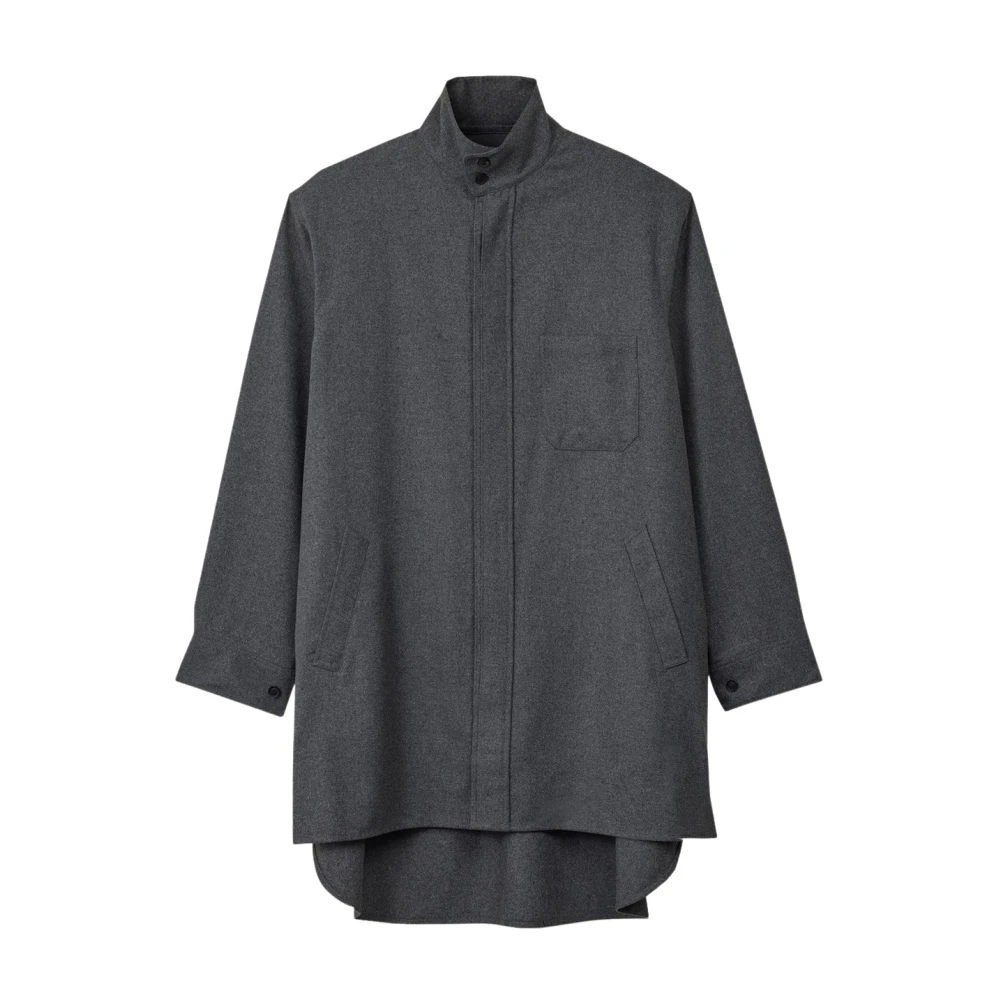 Y-3 Flanellen overshirt in wolmixstof Gray Heren