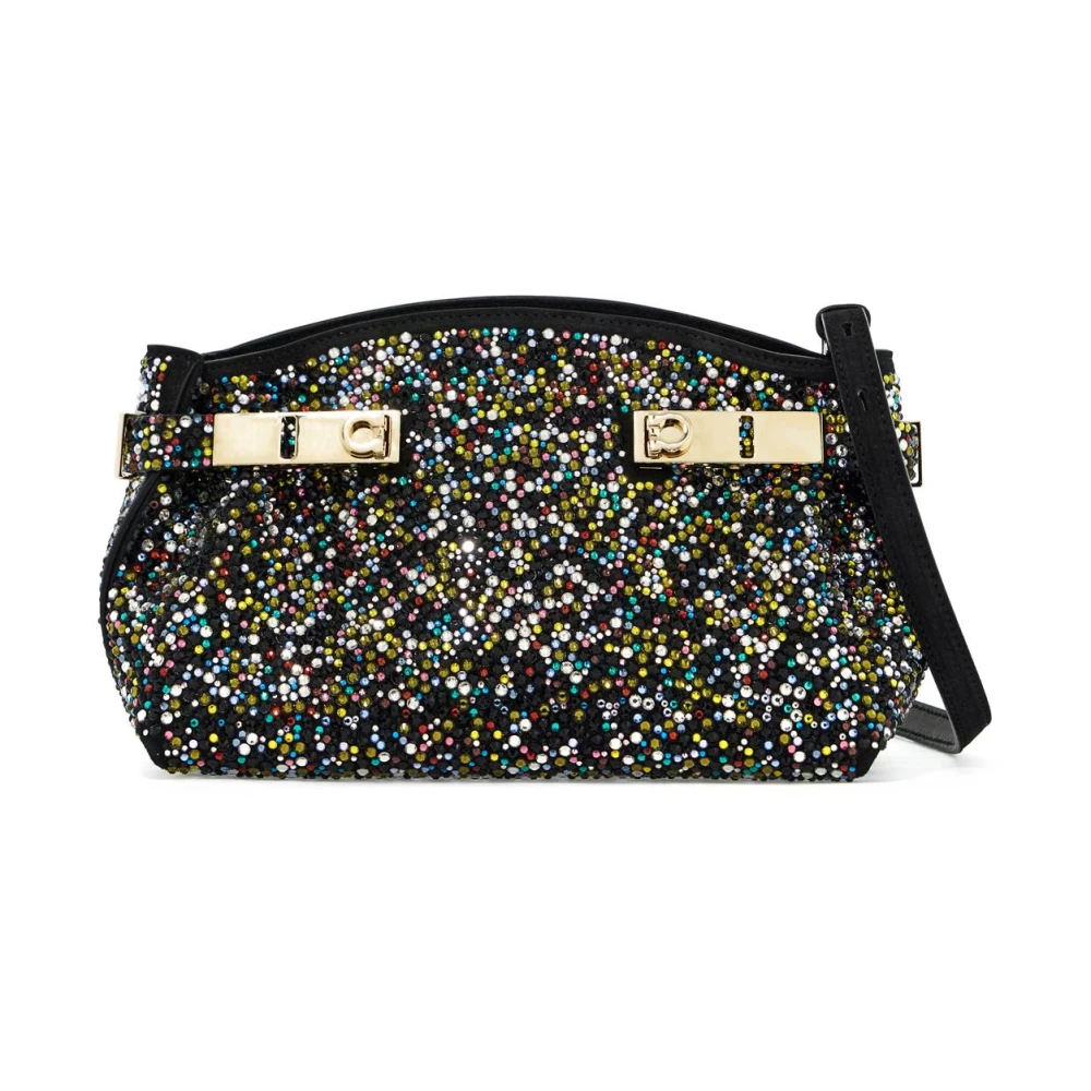 Salvatore Ferragamo Kristal Bezaaide Hug Clutch Tas Black Dames