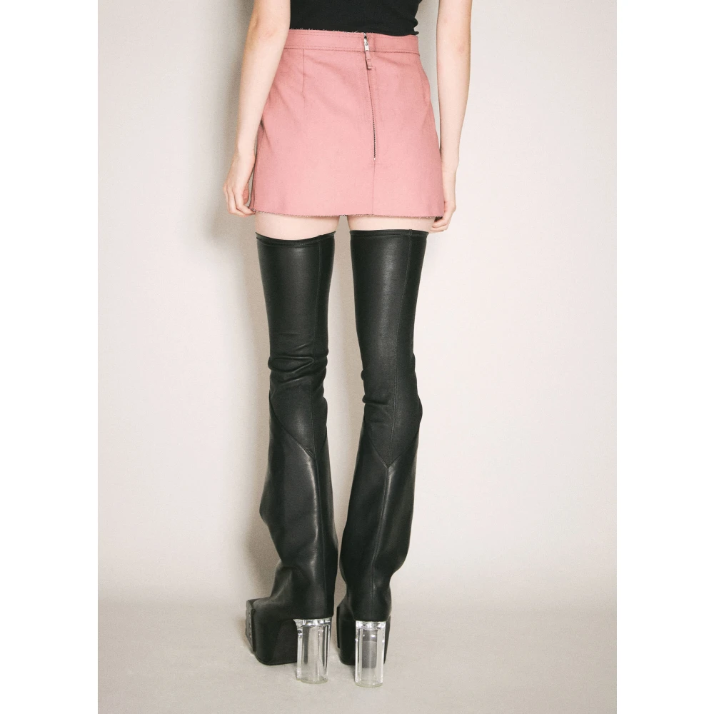 Rick Owens Gecoate Mini Rok Pink Dames