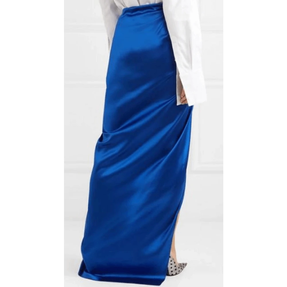 Balenciaga Elektrisch Blauwe Satijnen Omslagrok Blue Dames